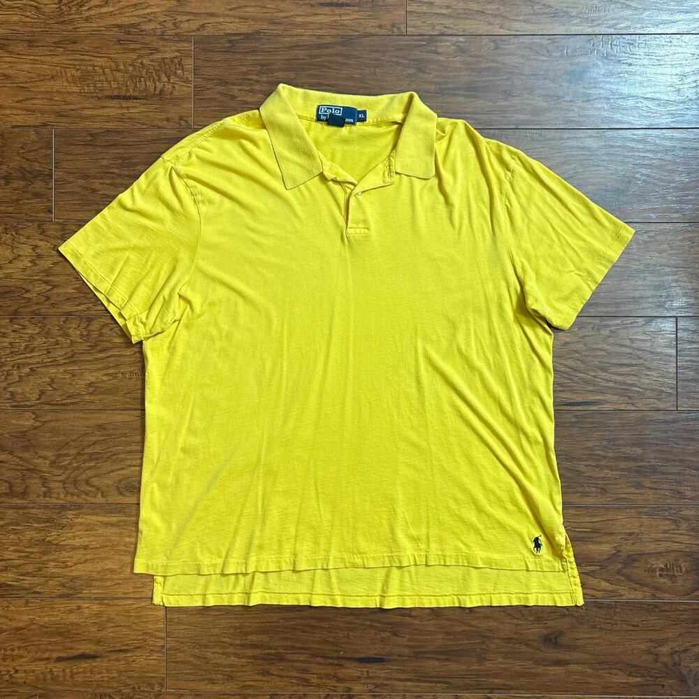 Polo Ralph Lauren Vintage Y2K Lightweight Yellow Short Sleeve Polo Shirt Size XL